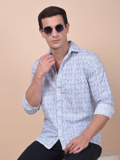 Tailored Trim Blue Printed Shirt