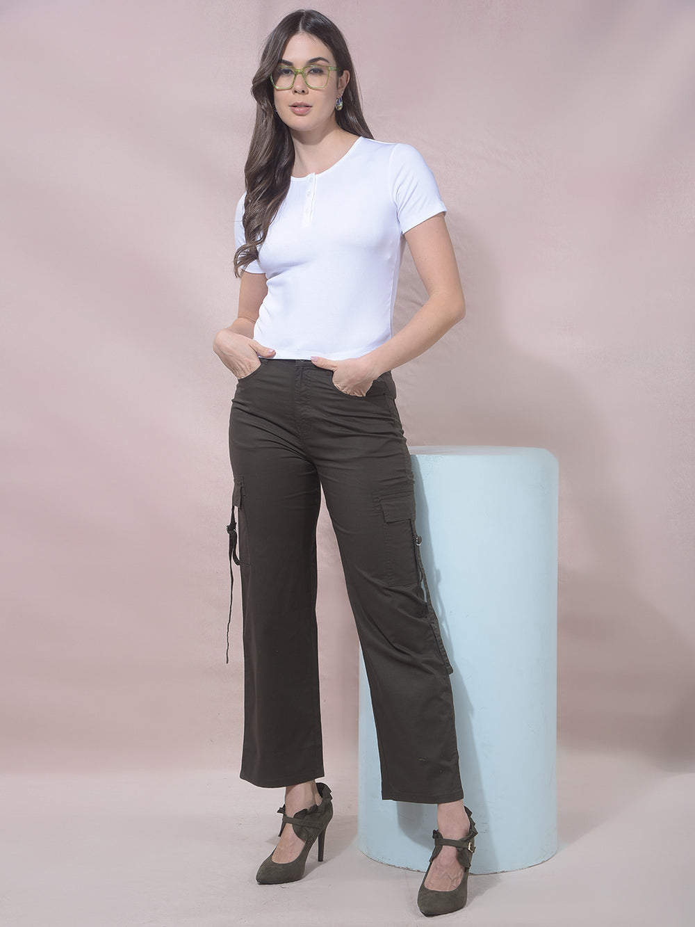 Olive Utility Pocket Cargo Trousers