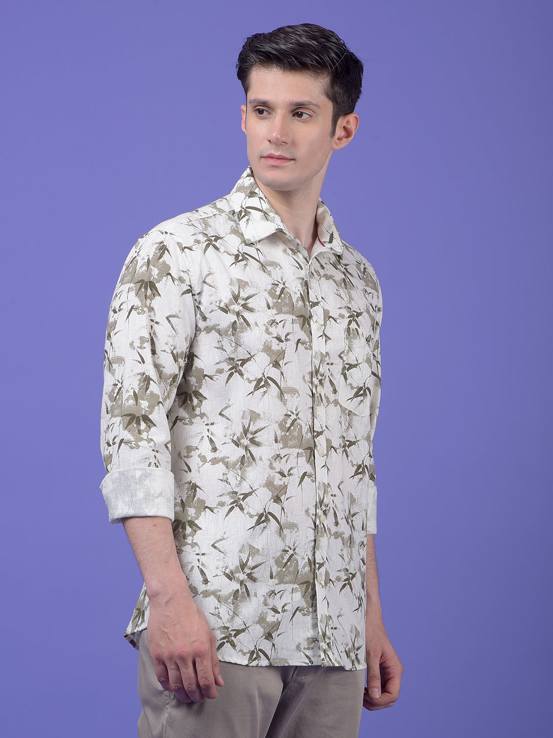Olive Floral Print Shirt