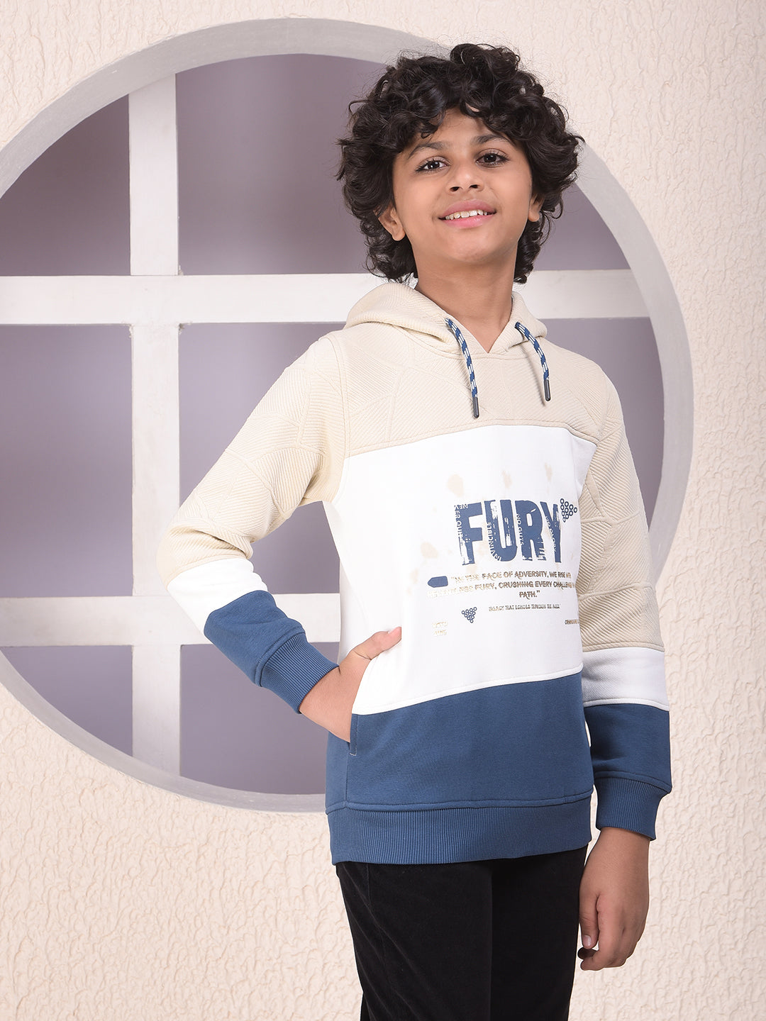 Color-Block Hooded Neck Sweatshirt