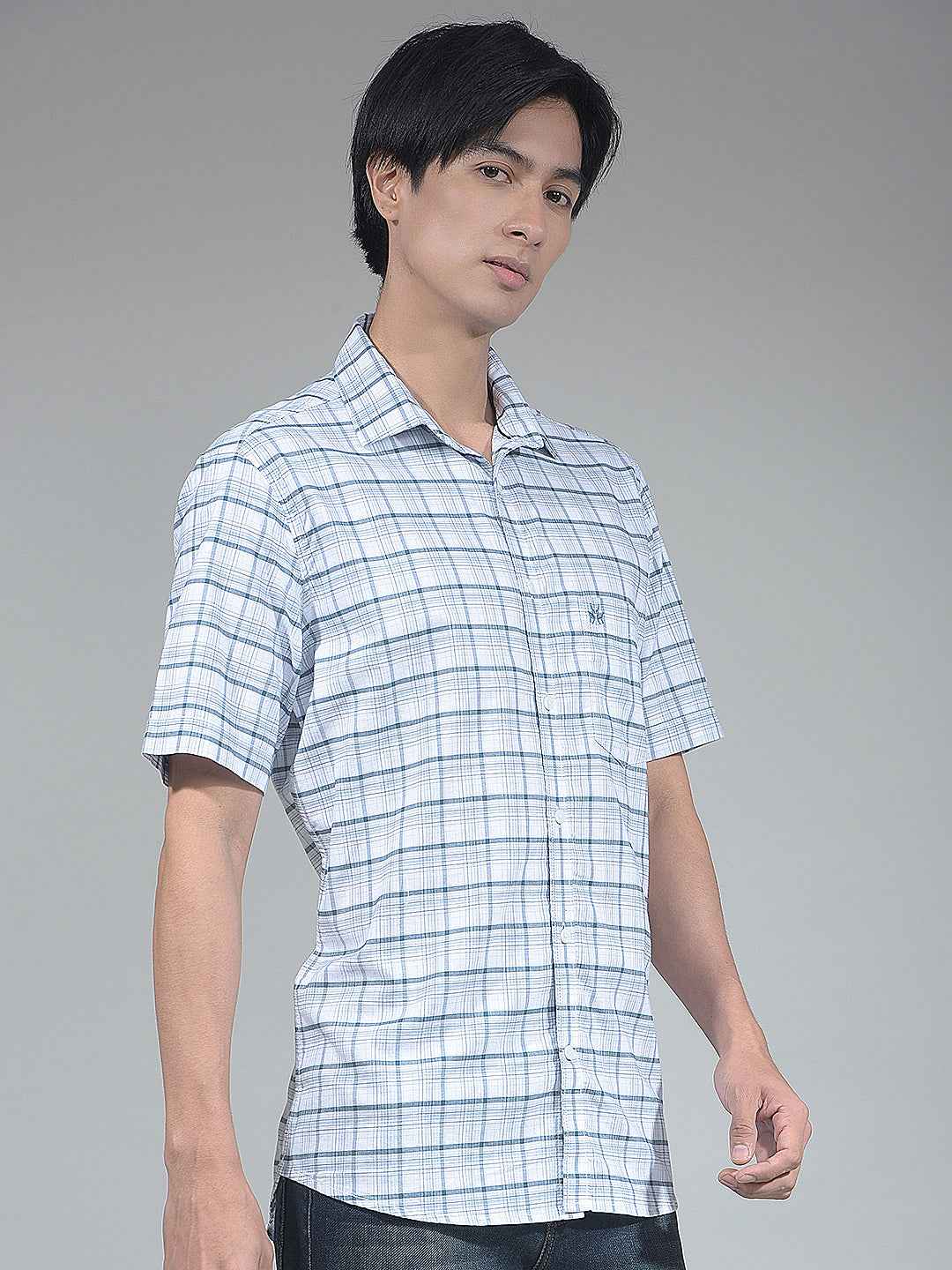 Blue Checked 100% Cotton Shirt