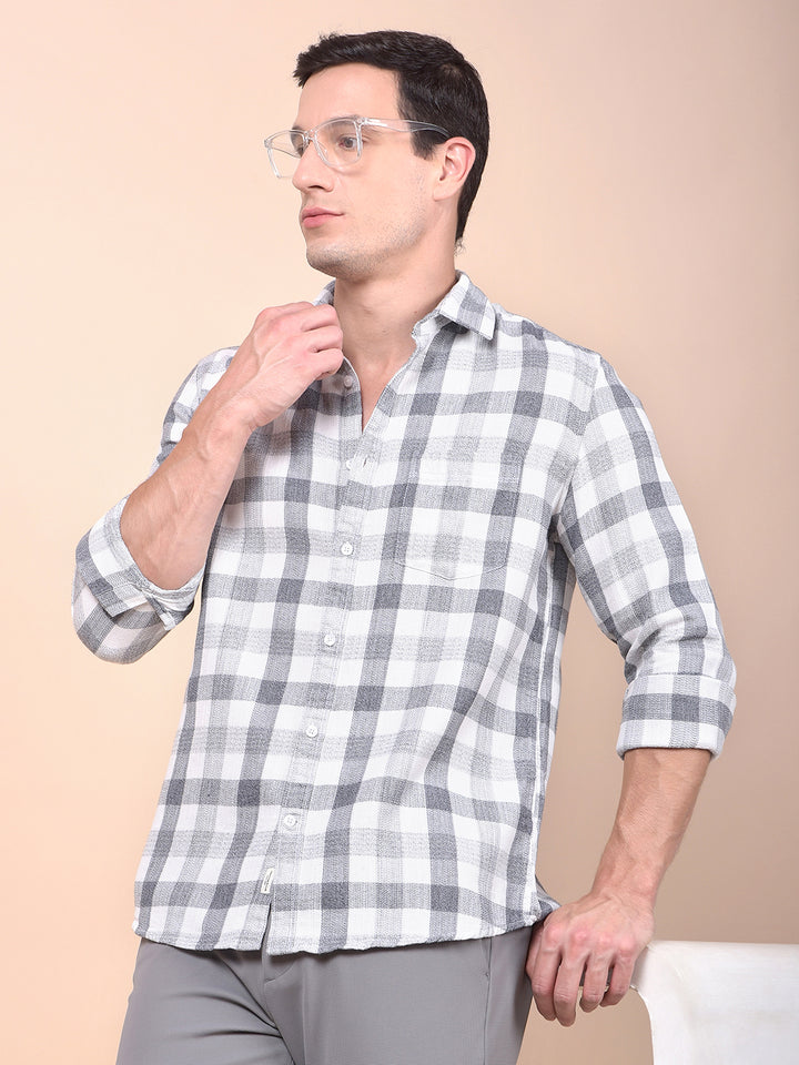 White Checked 100% Cotton Shirt