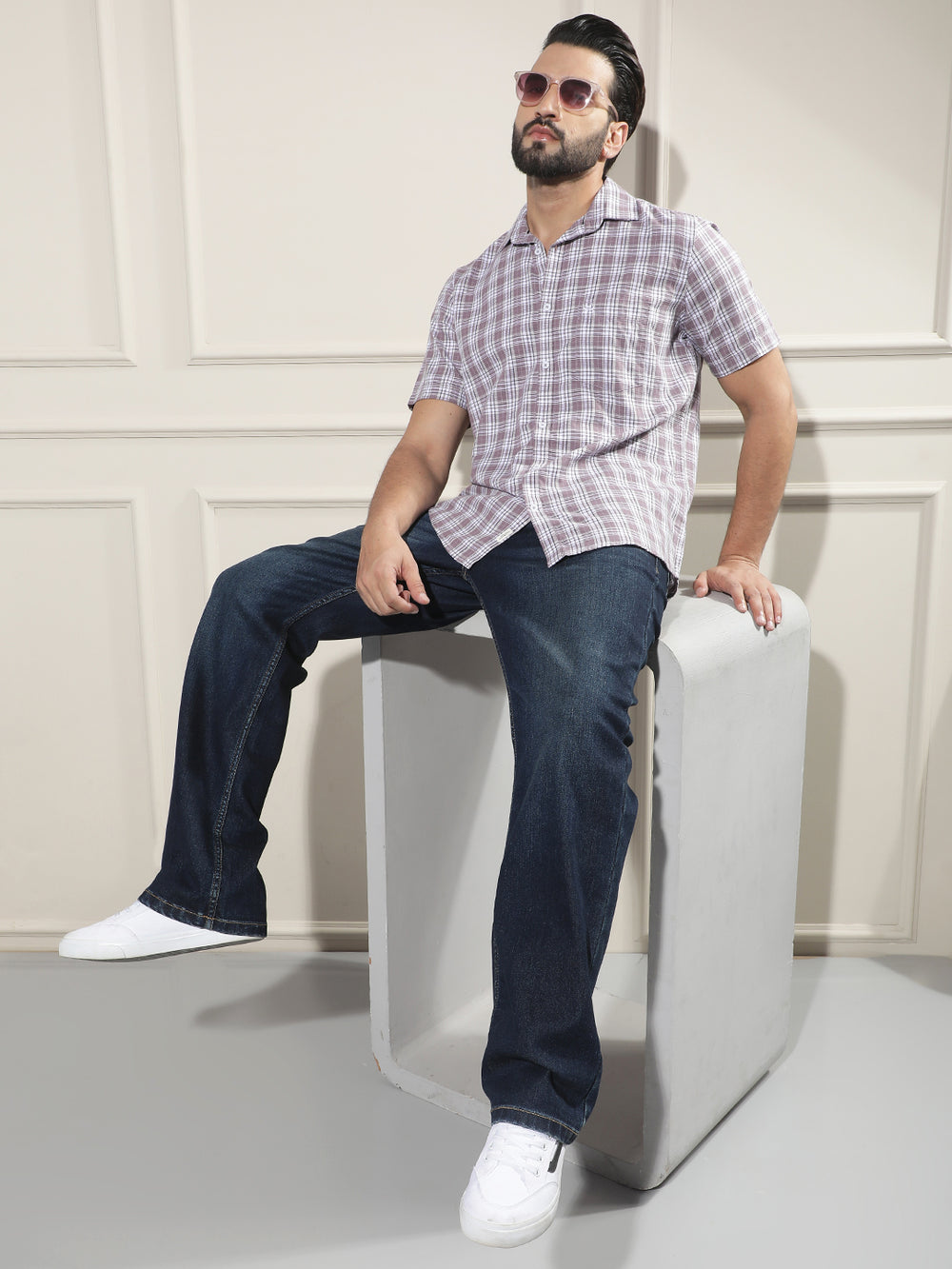 Structured Royal Blue Baggy Jeans