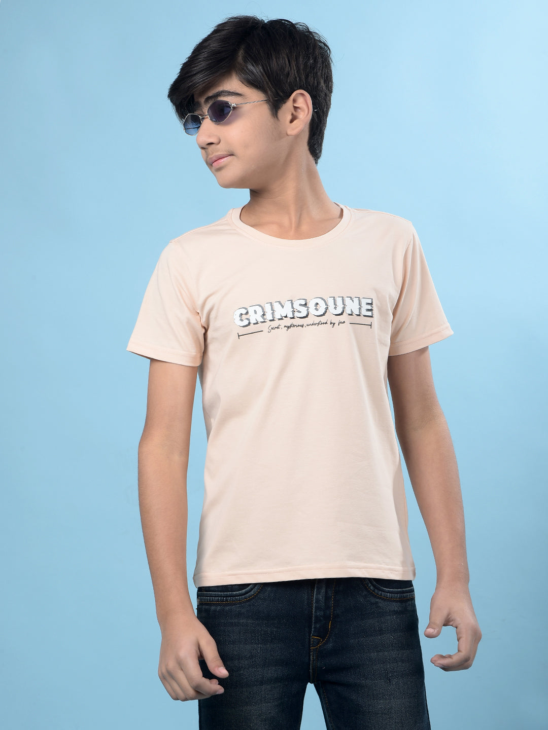 Peach Typographic Print T-Shirt
