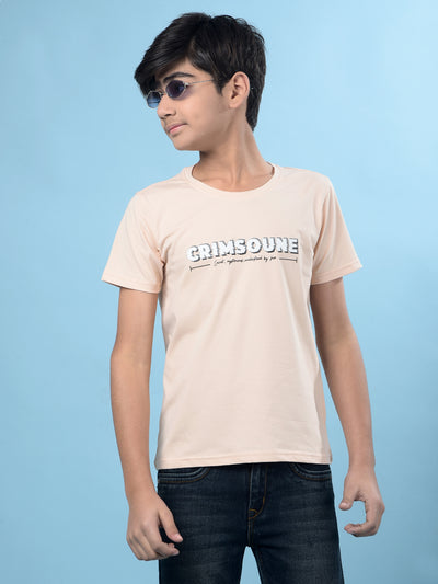 Peach Typographic Print T-Shirt