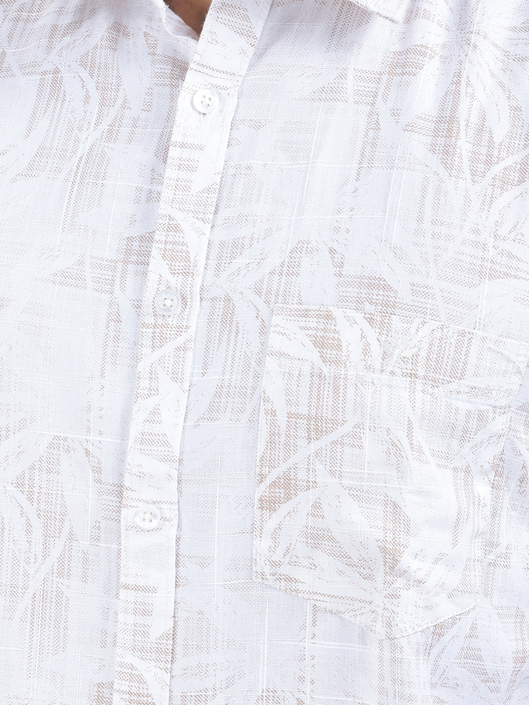 White Floral Print 100% Cotton Shirt