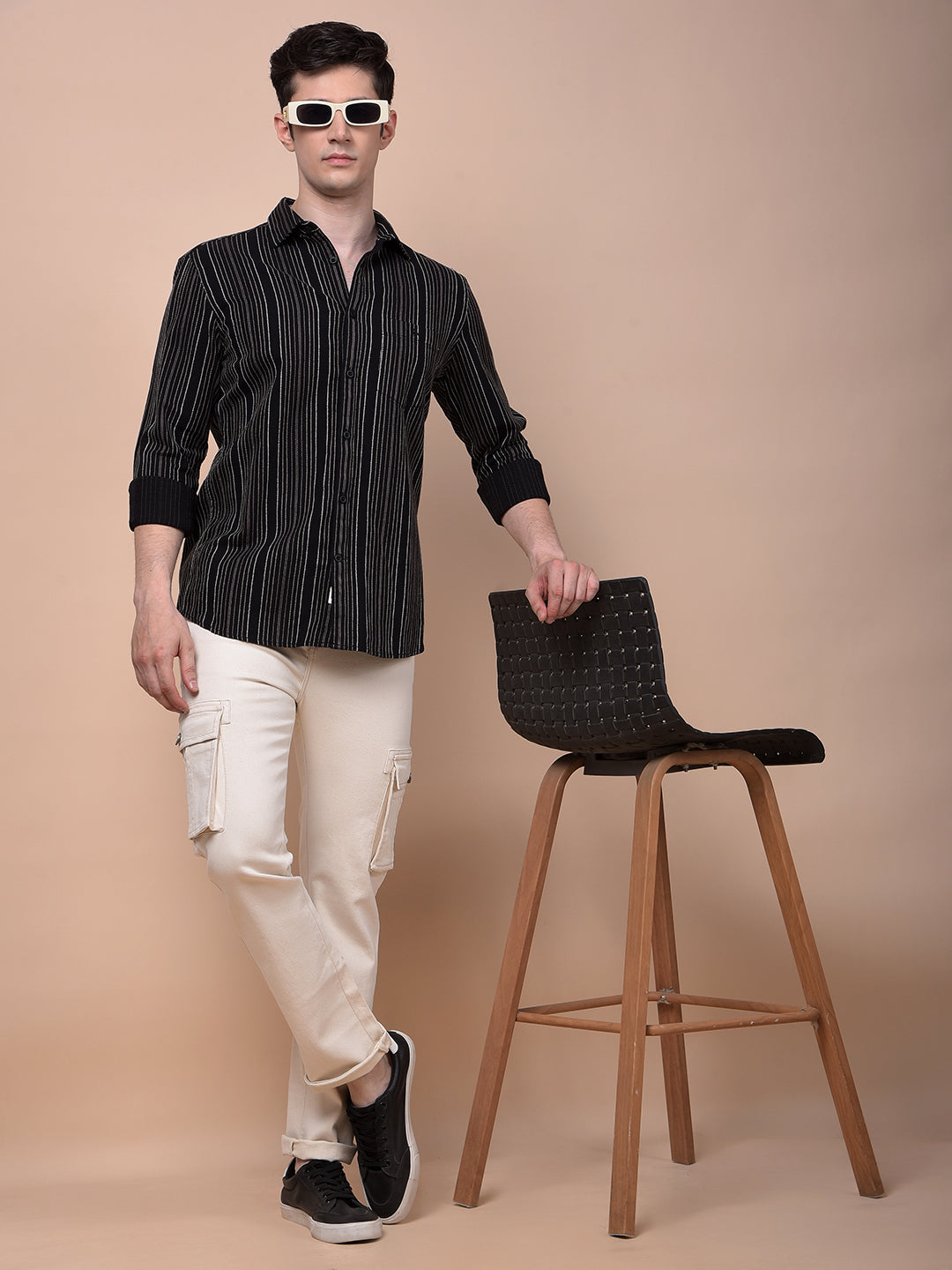 Black Vertical Stripes 100% Cotton Shirt