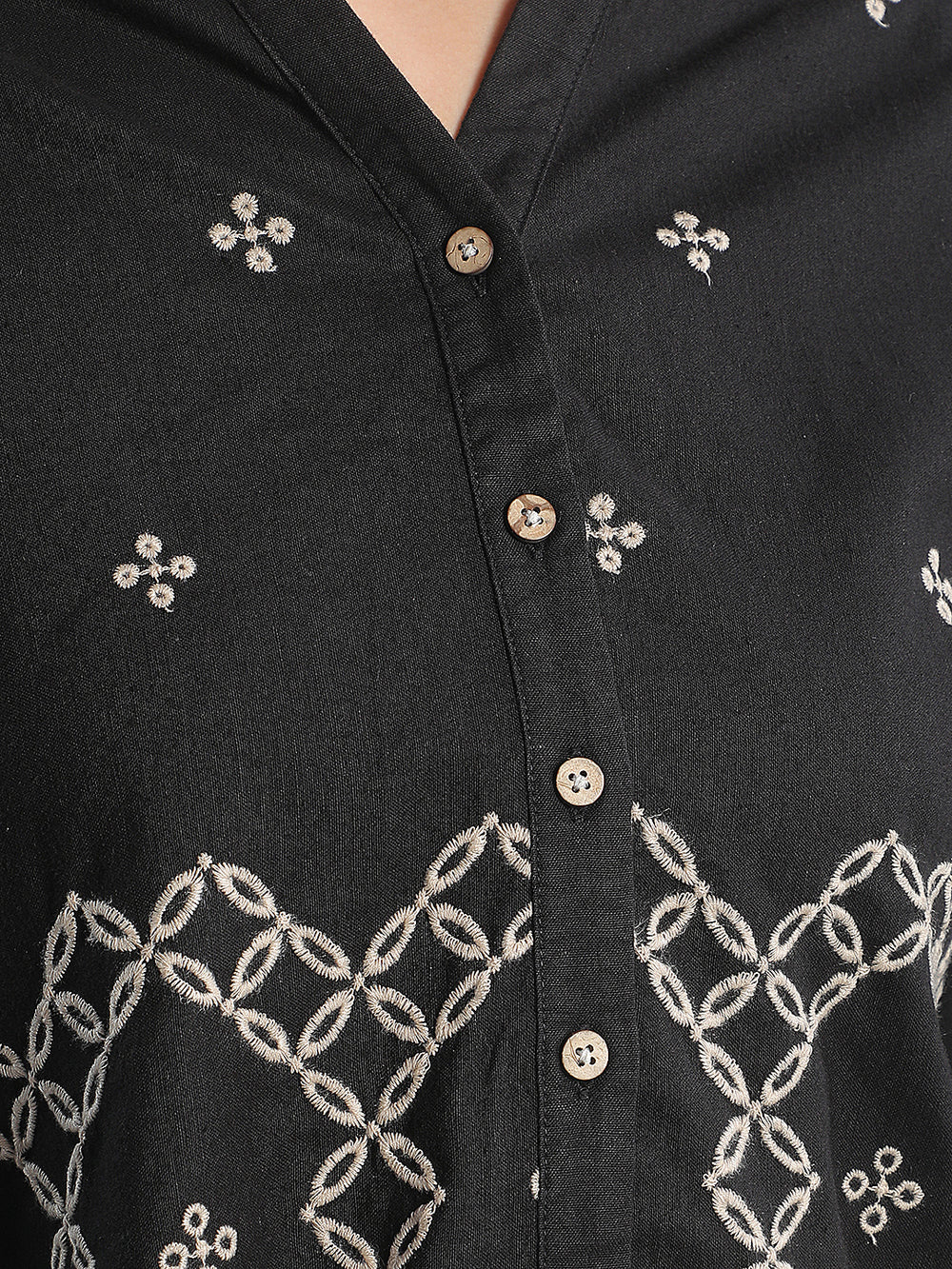 Navy Blue Embroidered Shirt