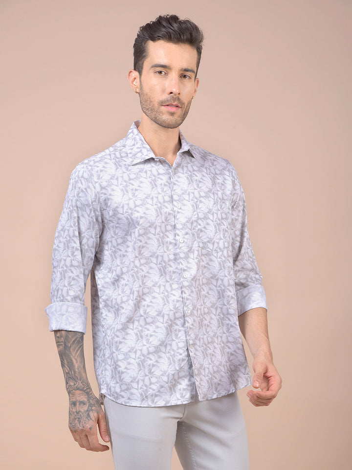 Grey Floral Print Shirt