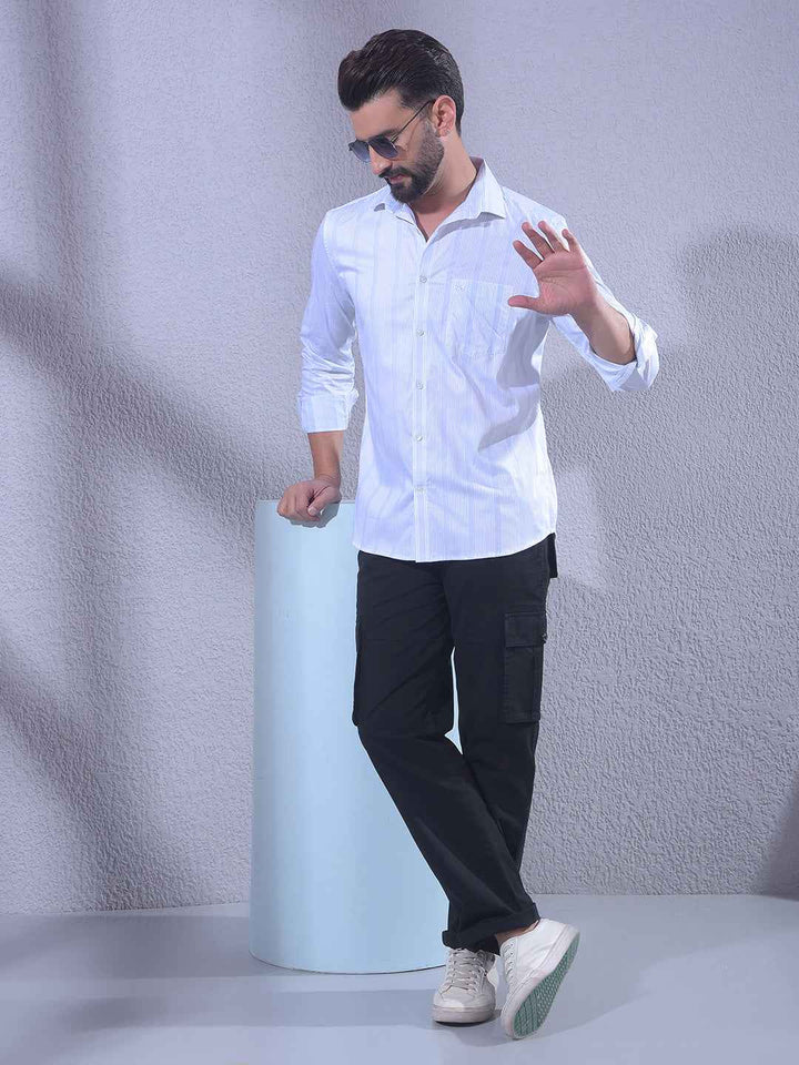 Blue Vertical Stripes 100% Cotton Shirt