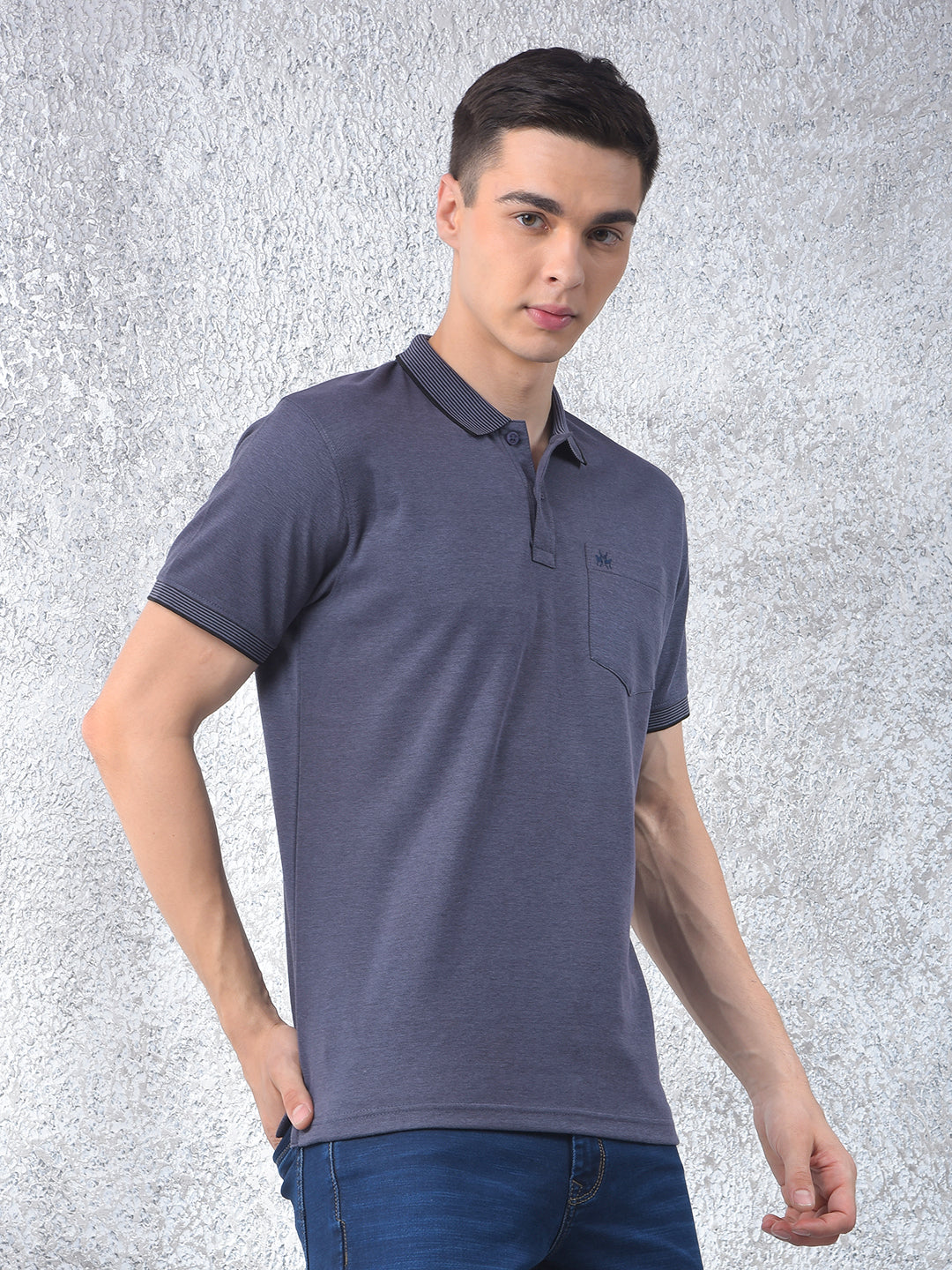 Blue Polo Neck T-Shirt