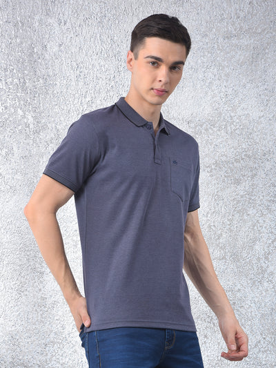 Blue Polo Neck T-Shirt