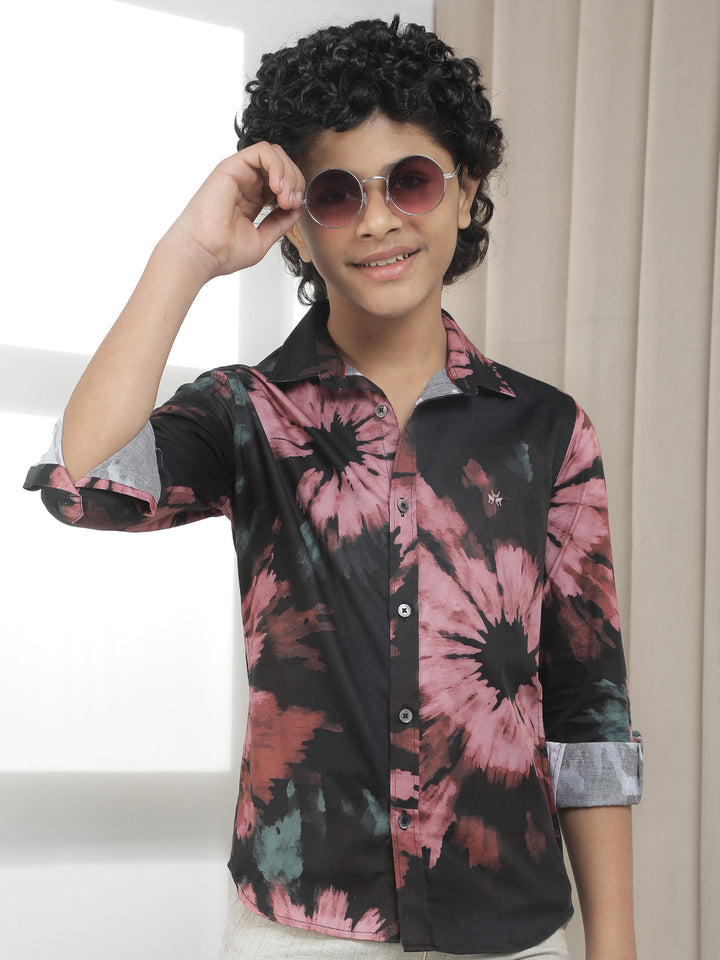 Multicolor 100% Cotton Floral Print Shirt