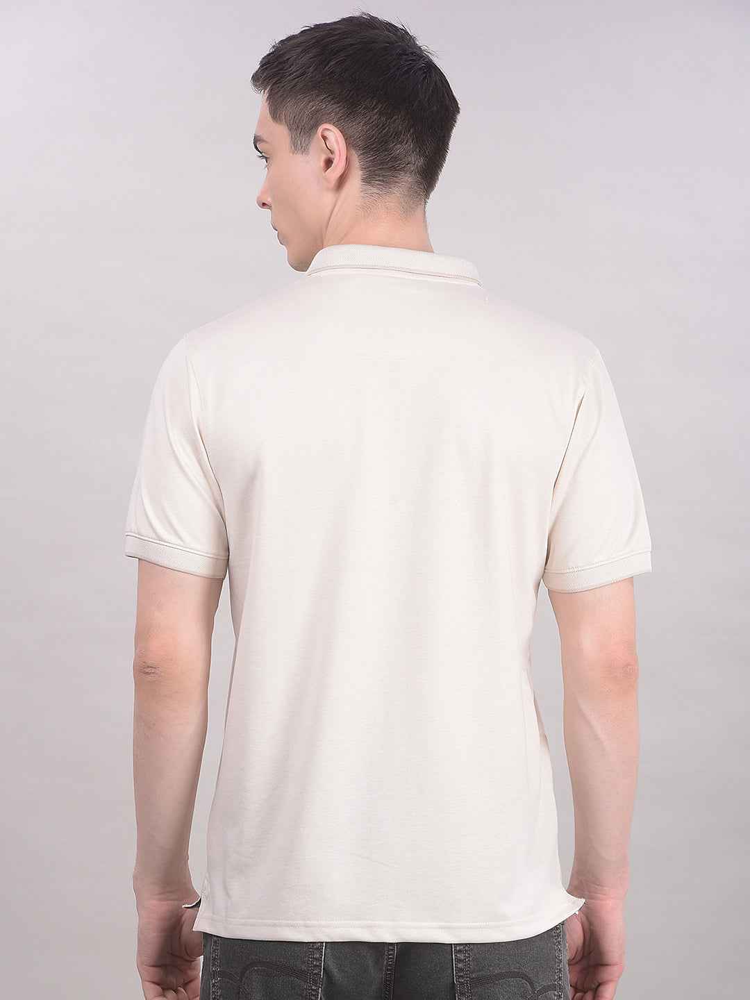 Cream Polo Neck T-Shirt