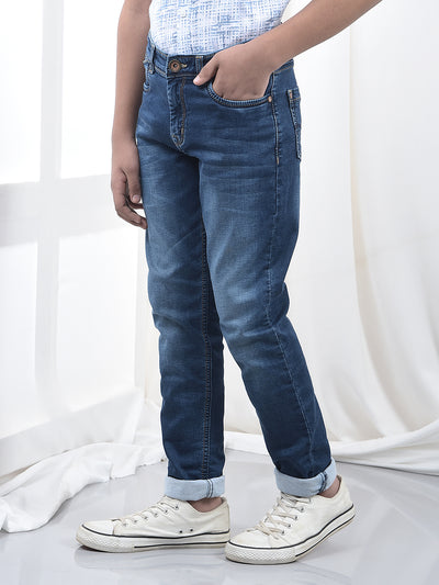 Trendy Dark Wash Blue Jeans