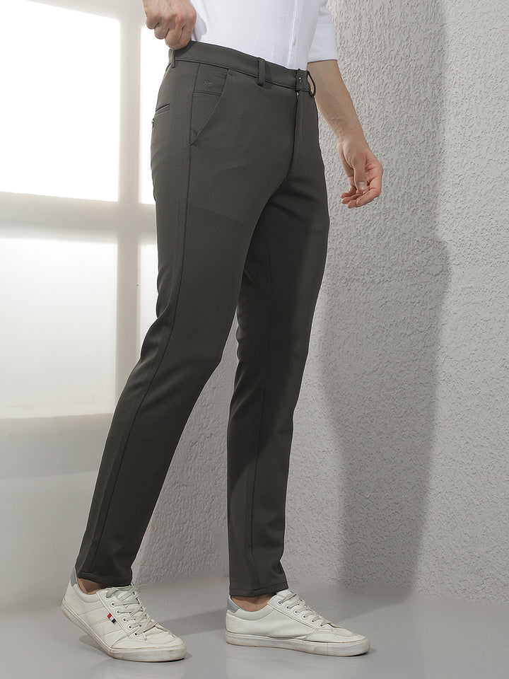 Structured Forest Olive Knitted Trousers