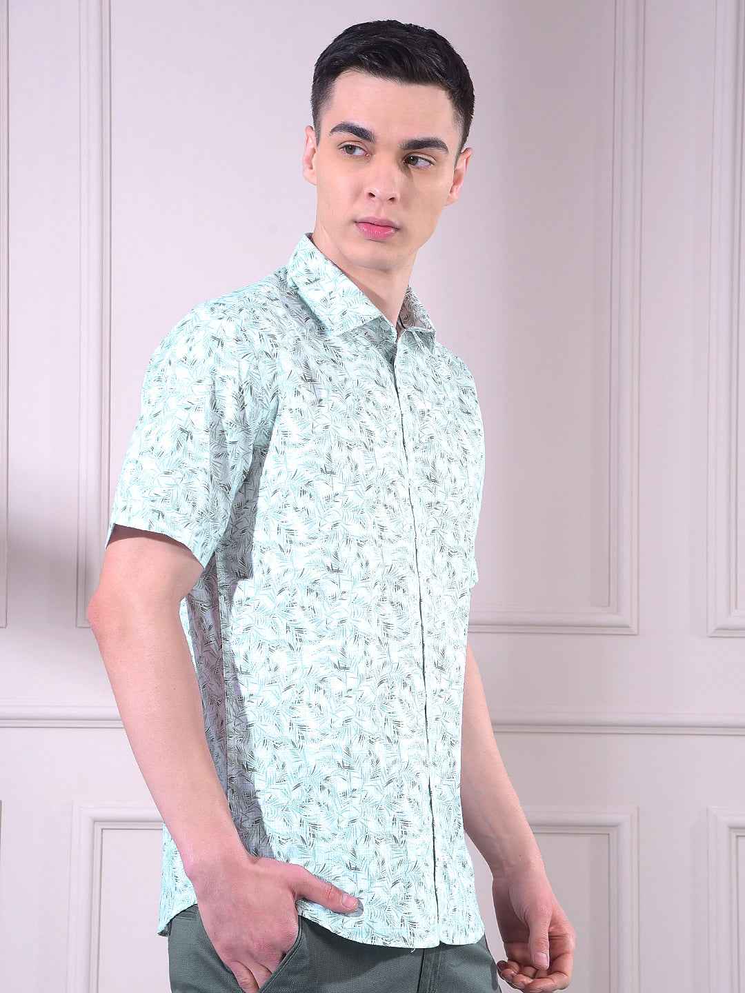 Green Floral Print Shirt