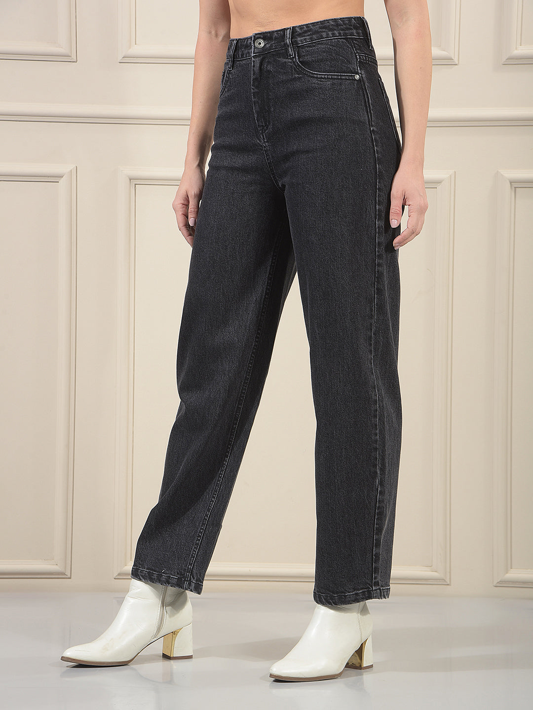 Black 100% cotton Barrel Jeans