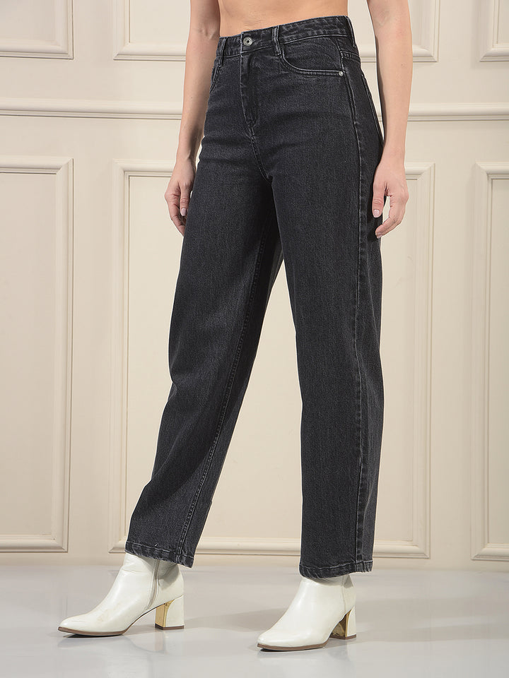 Black 100% cotton Barrel Jeans