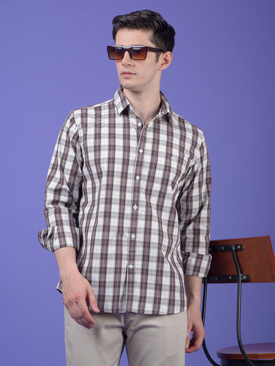 Brown Checked 100% Cotton Shirt