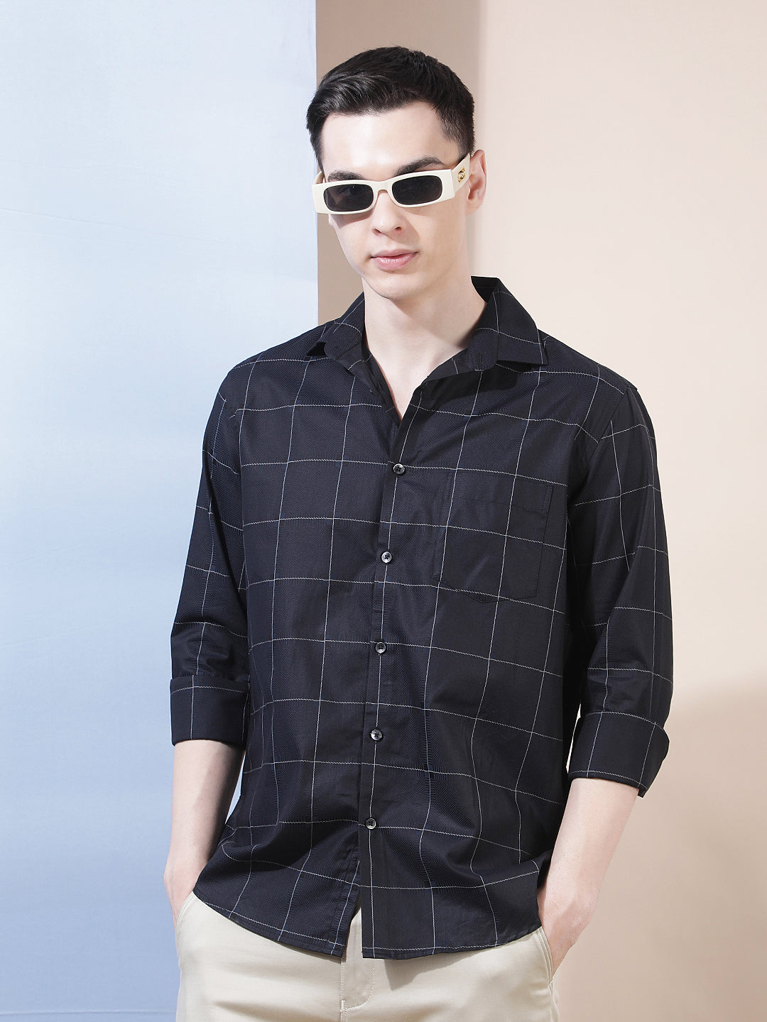 Blue Checked 100% Cotton Shirt