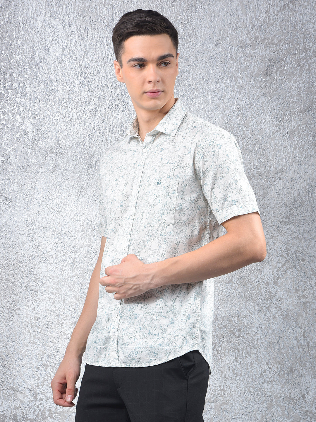 Grey Printed 100% Cotton Shirt