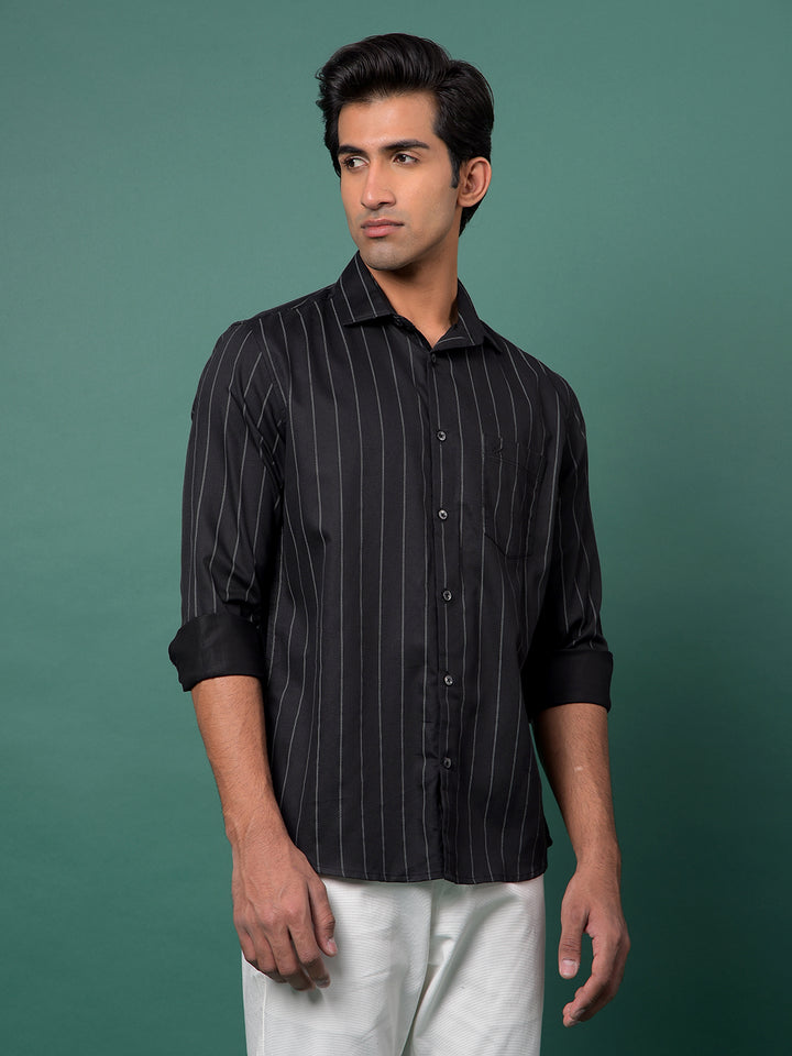 Black Vertical Stripes Shirt
