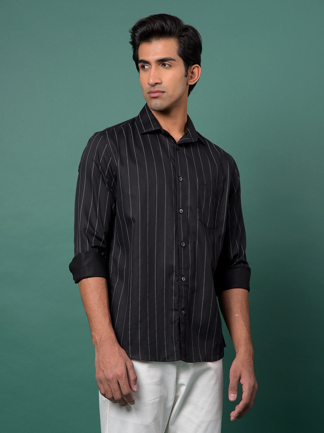 Black Vertical Stripes Shirt