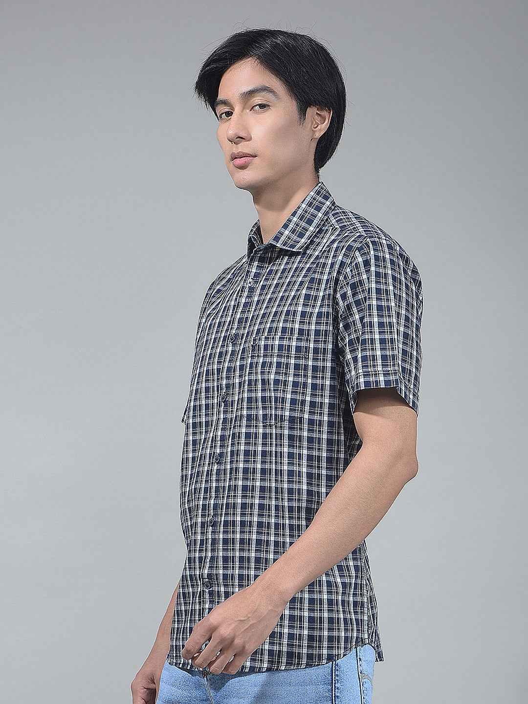 Blue Checked 100% Cotton Shirt