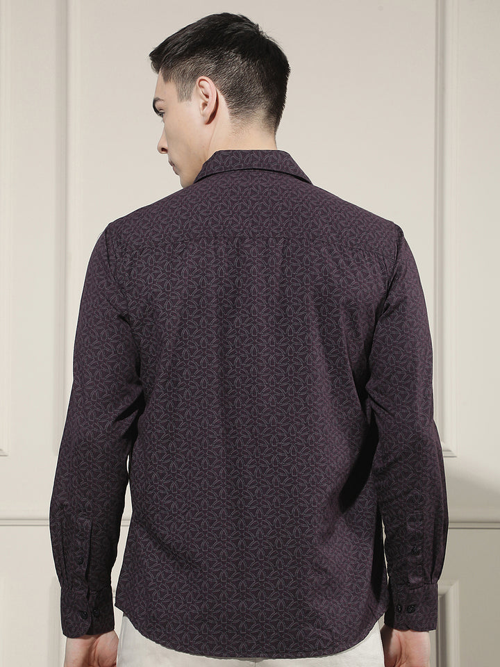 Linen Wine Graphic Print Shirt