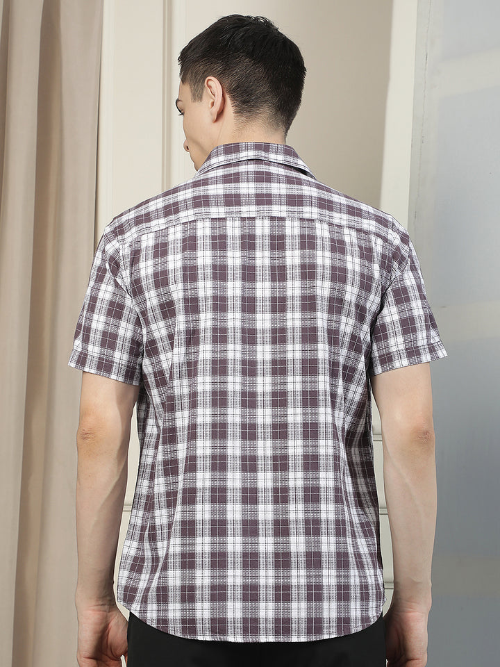 Purple Checked 100% Cotton Shirt