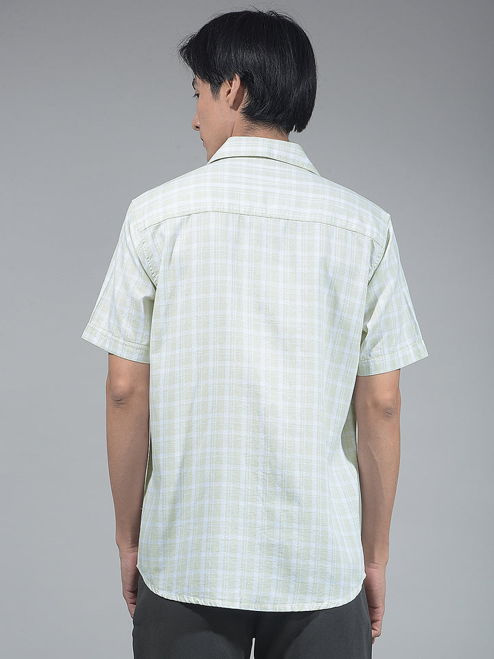 Cream Checked 100% Cotton Shirt
