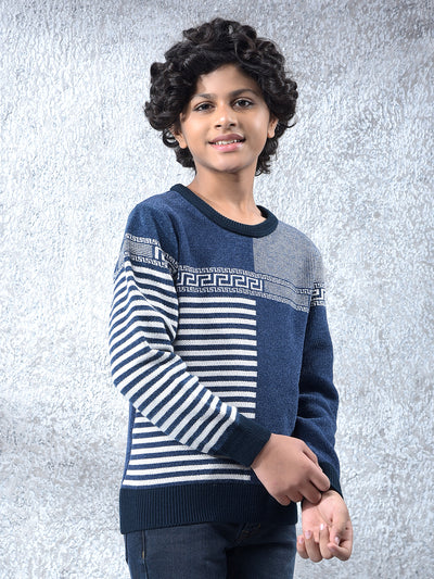 Navy Blue Jacquard Sweater