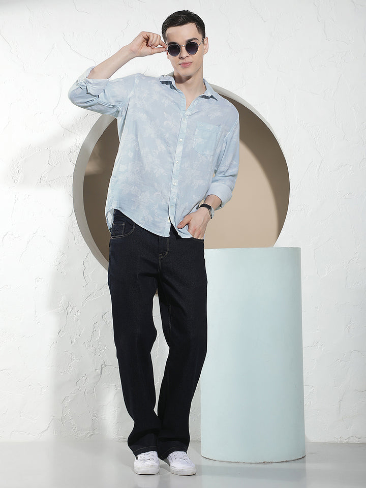 Blue Floral Print Shirt