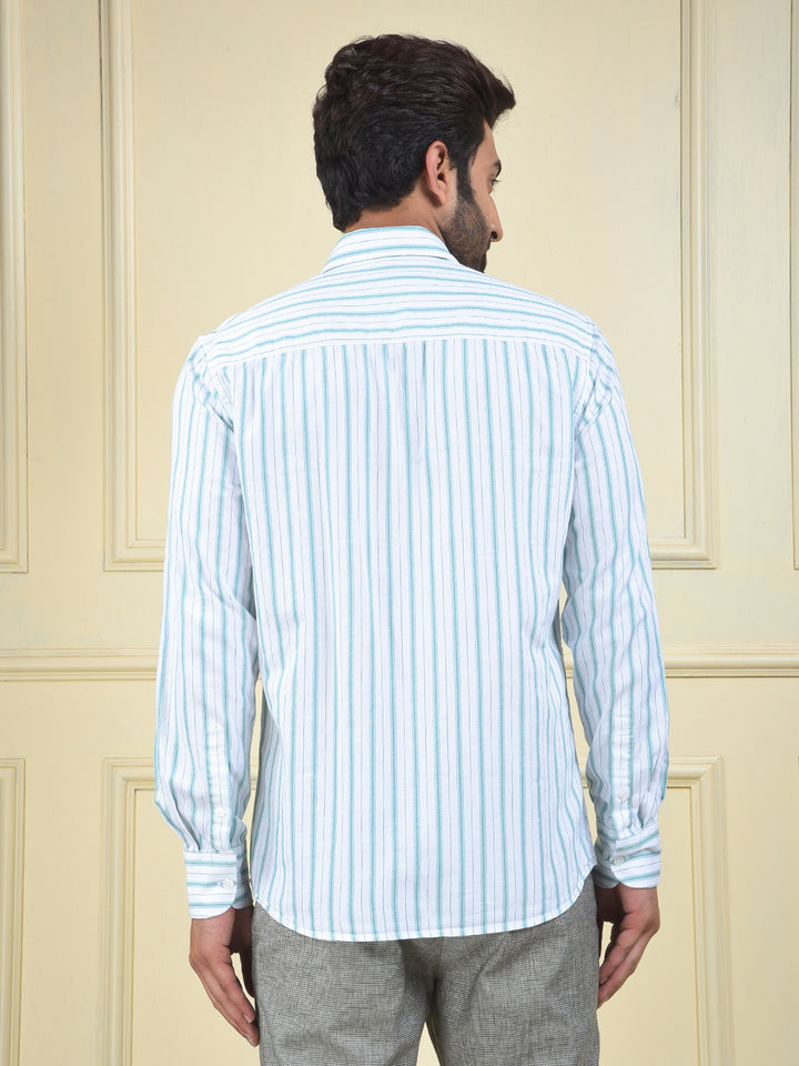Green Vertical Stripes 100% Cotton Shirt
