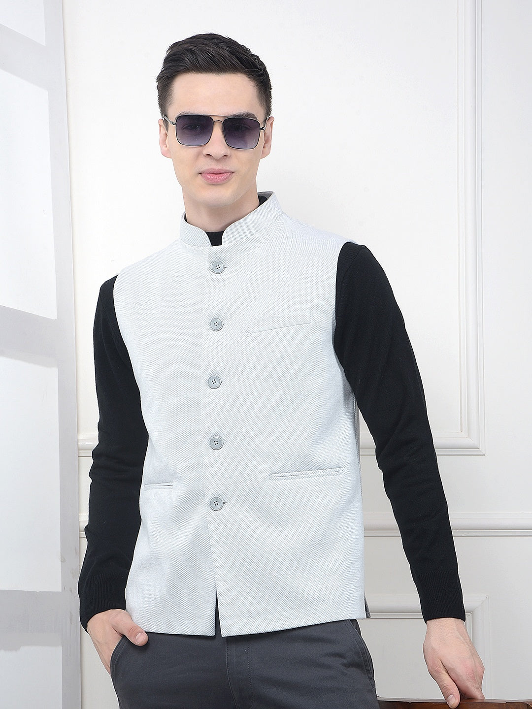 Athleisure Grey Jacquard Waist Coat