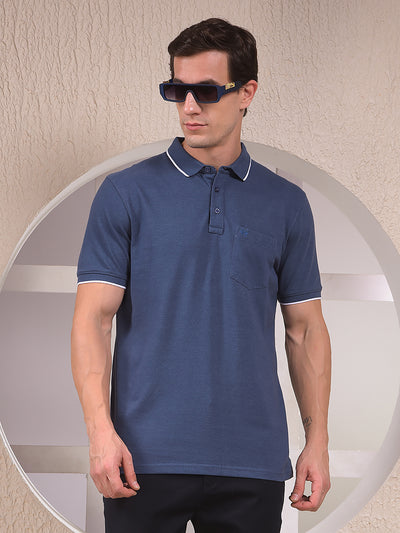 Blue Polo Neck T-Shirt