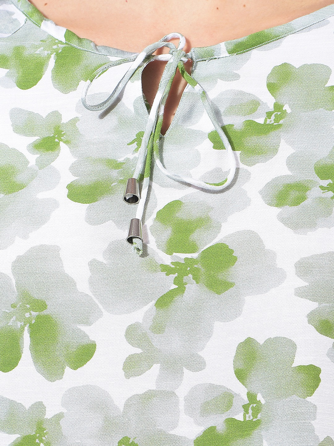Green Floral Print Top