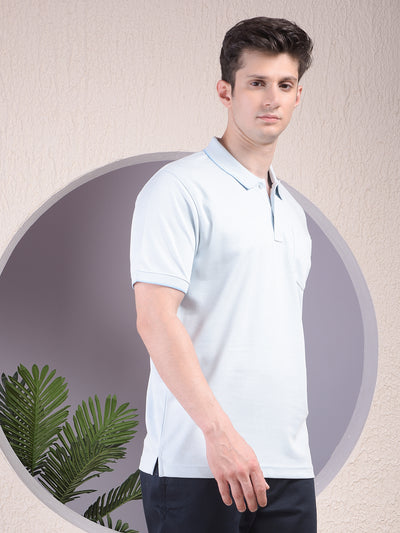 Blue Polo-Neck T-Shirt