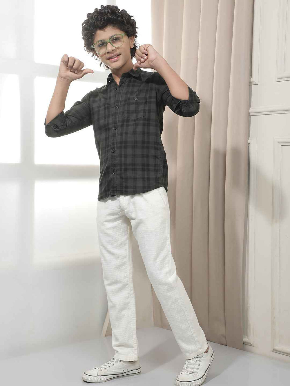 Green Checked 100% Cotton Shirt