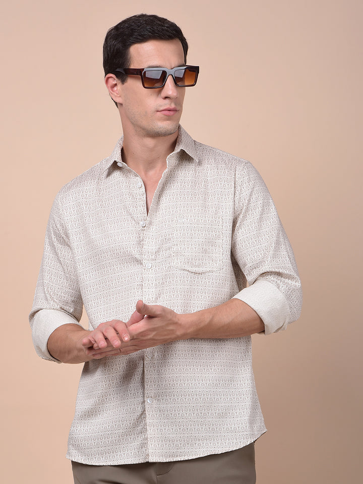 Sleek Silhouette Brown Printed Shirt