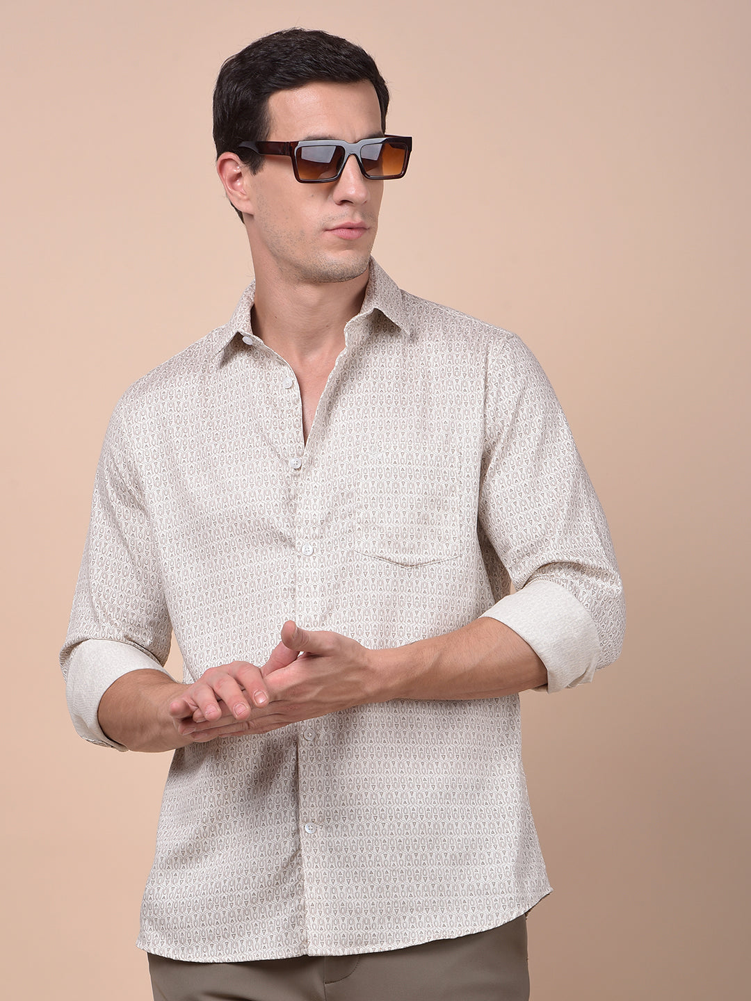 Sleek Silhouette Brown Printed Shirt