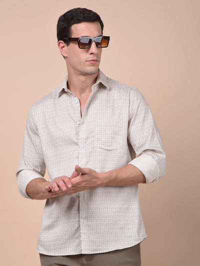 Sleek Silhouette Brown Printed Shirt