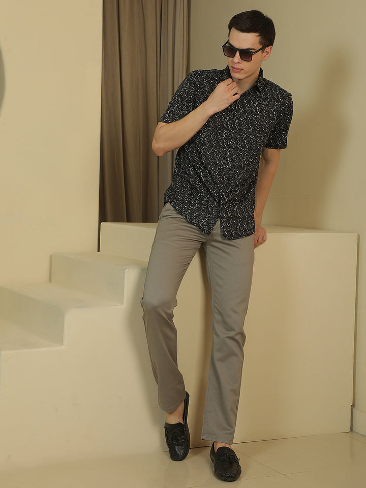 Black Printed 100% Cotton Shirt