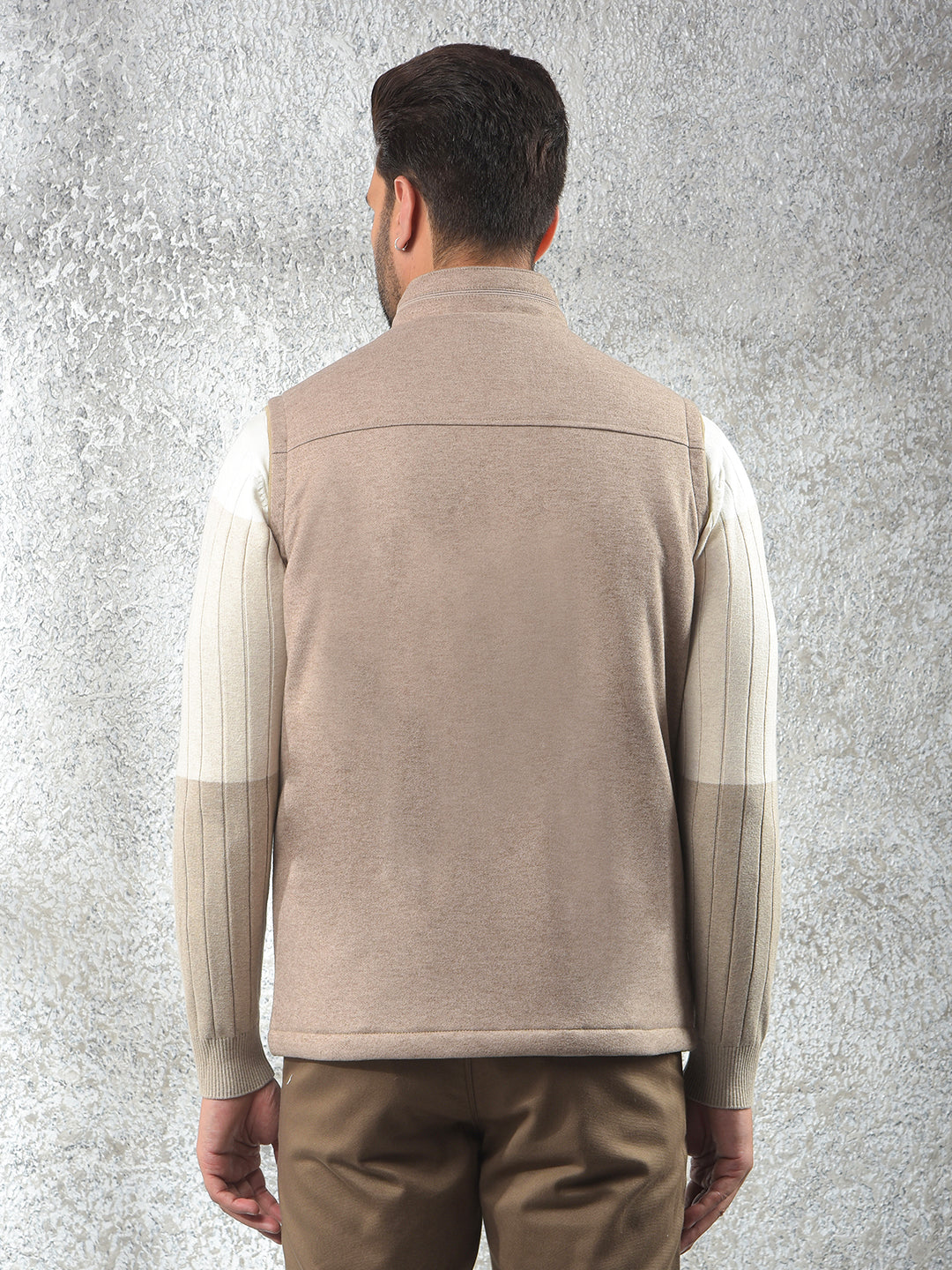 Beige Sleeveless Puffer Jacket