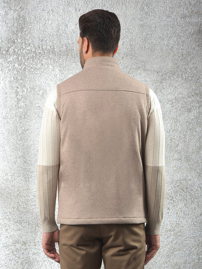 Beige Sleeveless Puffer Jacket