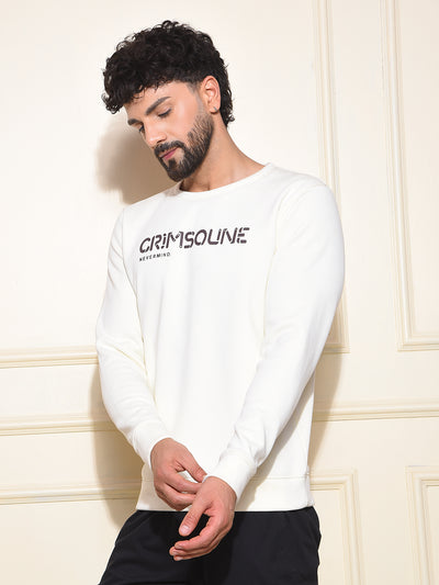 Beige Typographic Print Sweatshirt