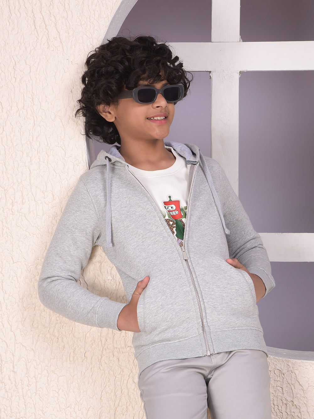 Grey Hooded Neck Sweatshirt