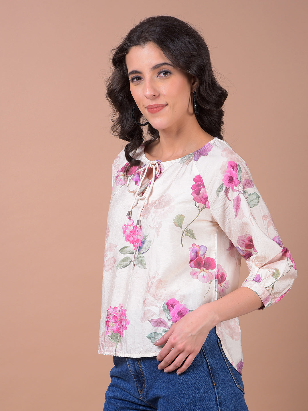 Pink Floral Print Top