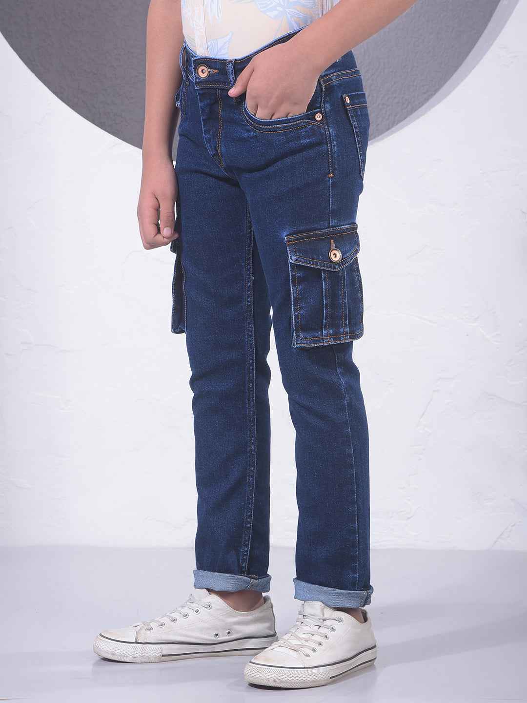 Indigo Blue Utility Cargo Jeans